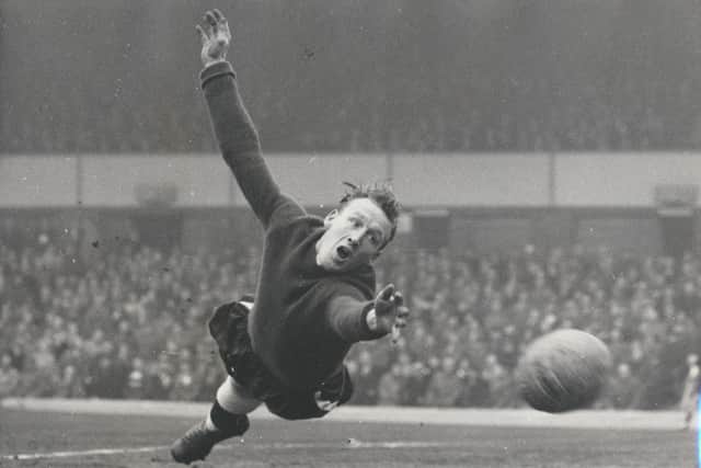Former Luton keeper Ron Baynham looks to make a save during his time with the Hatters - pic: Hatters Heritage