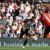 Jacob Brown challenges Fulham's Timothy Castagne for the ball at Craven Cottage - pic: Christopher Lee/Getty Images