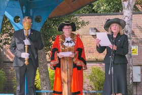 Pictured: Mace bearer, Mayor of Dunstable and Deputy Lieutenant of Bedfordshire at the ceremony.