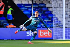Town keeper Ethan Horvath clears the ball for Luton against Blackburn at the weekend