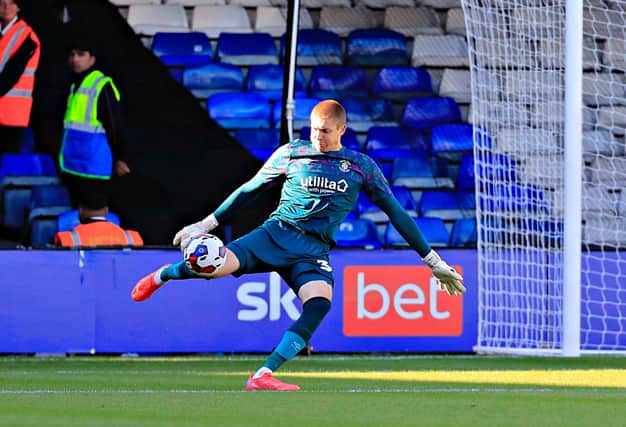 Town keeper Ethan Horvath clears the ball for Luton against Blackburn at the weekend
