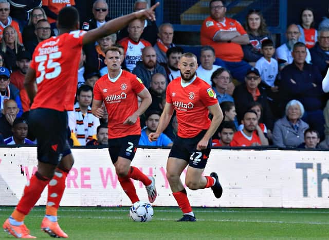 Action from the Hatters' 1-1 play-off draw with Huddersfield on Friday night