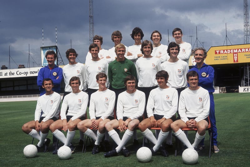 The Luton Town team pose for a pic at their Kenilworth Road ground ahead of the 1971/72 season. The team would go on to finish 13th in Division Two.