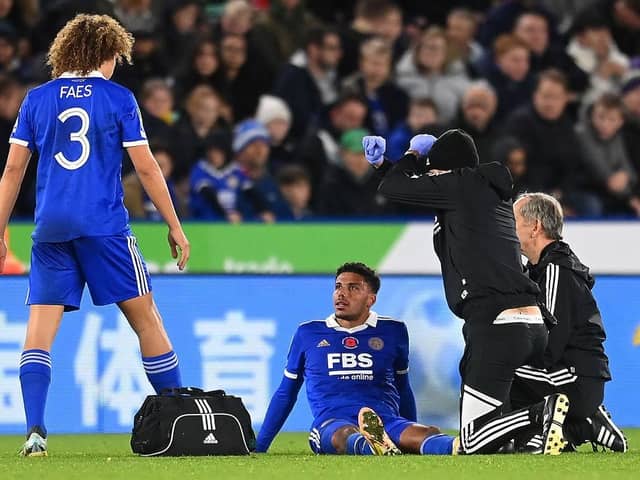 James Justin was injured when playing for Leicester during the midweek win over Newport County