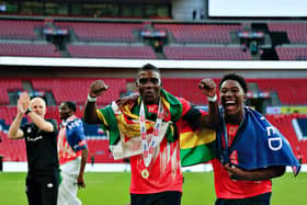 Marvelous Nakamba celebrates Luton's victory at Wembley