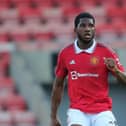 Teden Mengi in action during the Premier League 2 match between Manchester United U21s and Tottenham Hotspur U21s - pic: John Peters/Manchester United
