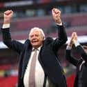 Luton chairman David Wilkinson celebrates promotion to Premier League at Wembley - pic: Alex Pantling/Getty Images