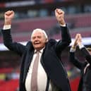 Luton chairman David Wilkinson celebrates promotion to Premier League at Wembley - pic: Alex Pantling/Getty Images