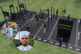 Inset: Tanveer and Ashraful, with a mock up of the fitness park. Picture: Luton Fitness Park