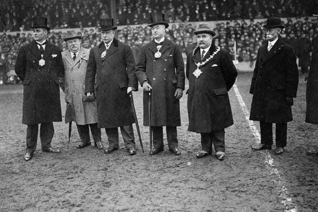 The Mayors of London, Luton and Islington at Highbury for a first round FA Cup tie between Arsenal football club and Luton Town in 1924. Arsenal won 4-1.