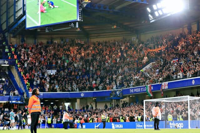 Luton's supporters applaud their players following a 3-0 defeat at Chelsea last night - pic: Liam Smith