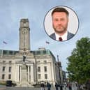 Luton Town Hall and inset, cllr James Taylor
