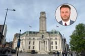 Luton Town Hall and inset, cllr James Taylor