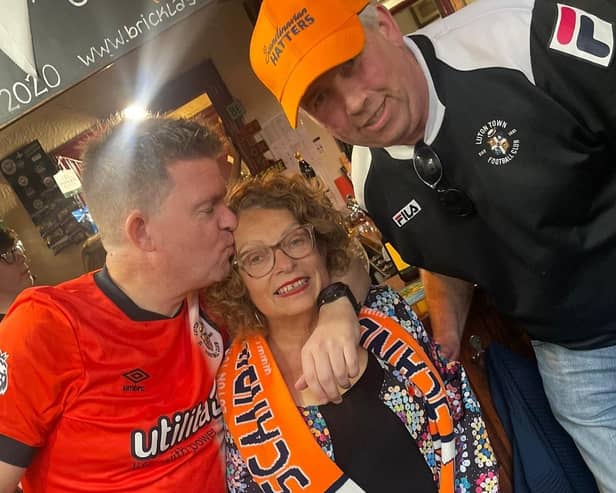 Alison with some fans in the pub. Picture: Alison Taylor