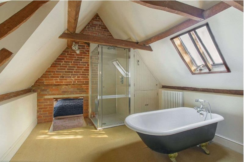 This En-Suite has a free-standing bathtub