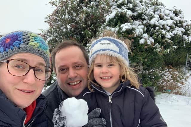 Gemma Gamble with her late husband Ed and their daughter Amelia. He died only three months after being diagnosed with a brain tumour and she is raising funds and awareness of the vital role hospices play in our communities