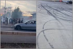 Still of the video and a picture from a resident of the tyre marks behind Lidl. Picture: Cllr Javed Hussain/submitted