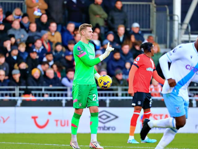 Luton keeper Thomas Kaminski during Town's 2-1 Premier League win over Crystal Palace - pic: Liam Smith