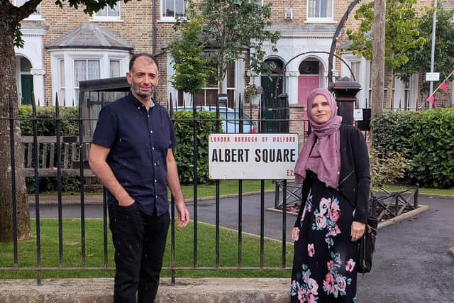 Khuram Liaquat and Yasmin Stannard in Albert Square