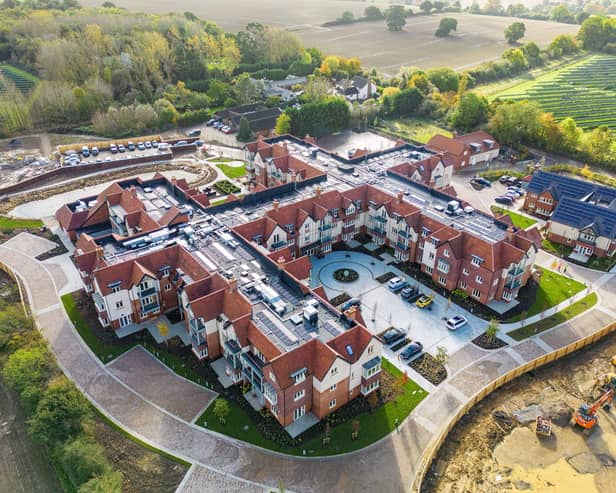 An aerial view of Millfield Green retirement village in Caddington