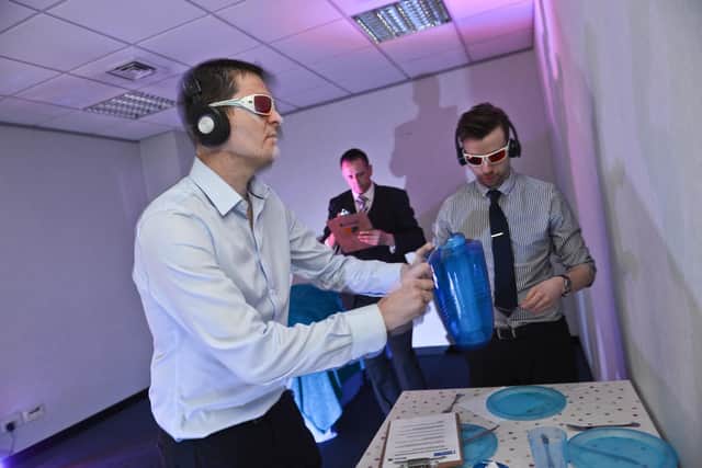 Luton Council staff taking part in the Virtual Dementia Tour