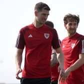 Luton defender Tom Lockyer during Wales' training session out in Qatar