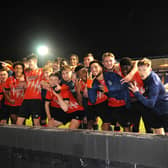 Luton's U18s celebrate a wonderful 6-0 FA Youth Cup win at St Andrew's - pic: Birmingham City FC