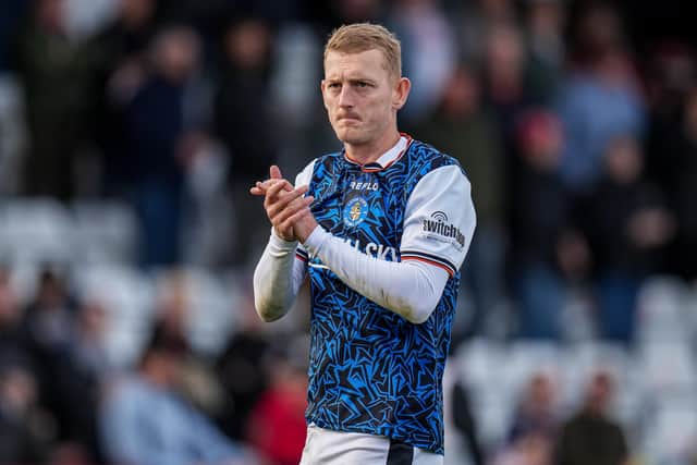 Luton midfielder George Saville applauds the Town fans at Stevenage on Saturday - pic: David Horn / PRiME Media Images