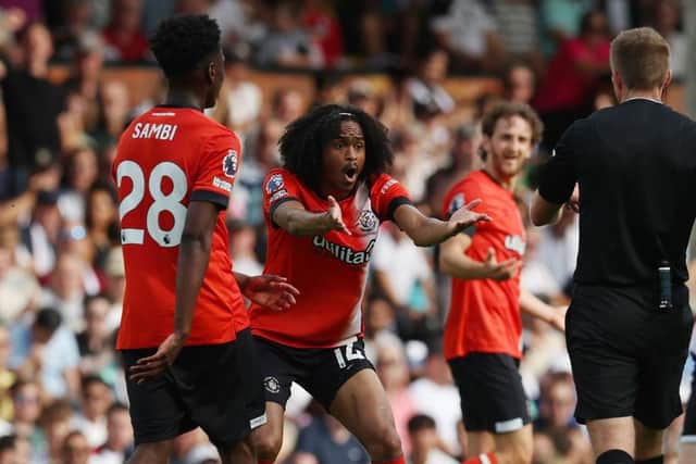 Tahith Chong can't believe a decision has gone against him at Fulham this afternoon - pic: Christopher Lee/Getty Images