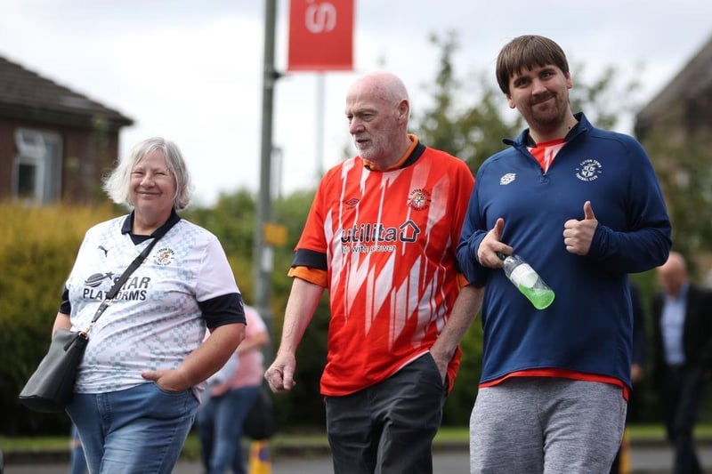 Supporters of Luton Town arrive ahead of kickoff during the Sky Bet Championship match between Burnley and Luton Town at Turf Moor on August 06, 2022.