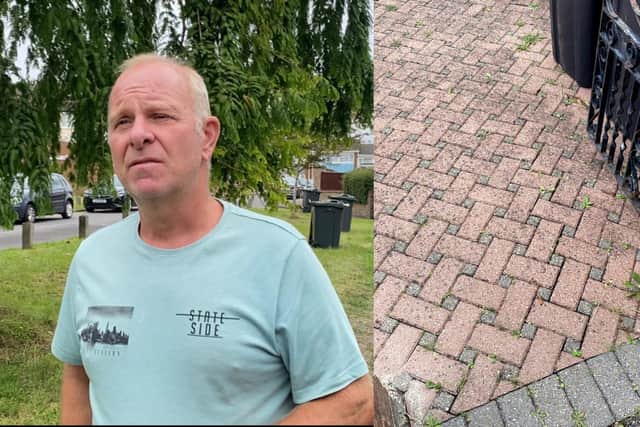 Resident Alan Reynolds, and his block paving. (Picture: Olivia Preston)