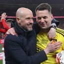 Manchester United manager Erik ten Hag with Tom Heaton - pic: Matthew Peters/Manchester United via Getty Images
