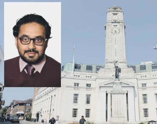 Luton town hall and inset, Abbas Hussain