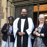 Fr Luke with Churchwardens Carmelita Burris &amp; Kathleen Allen