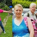 Left: Fundraiser Ruth Halsey doing star jumps; Ruth with her father David Montague, who died of a brain tumour in December 2009. Picture: Brain Tumour Research