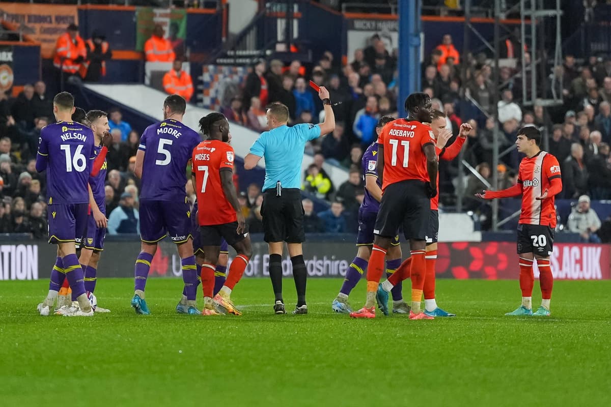 Luton Red Line No complaints from Luton chief as he labels midfielder's 36-second red ...