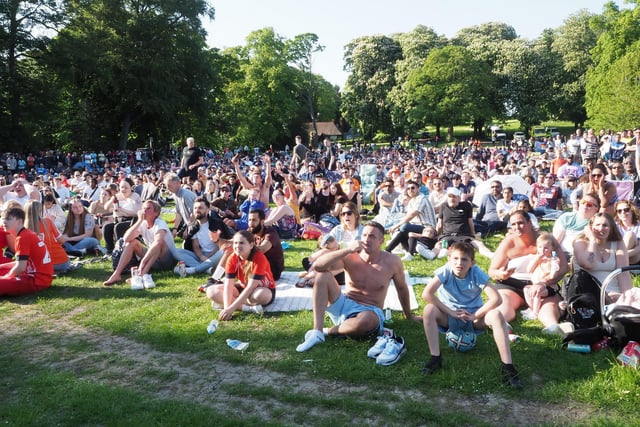 Wardown Park was packed with tense fans at the screening organised by the council.