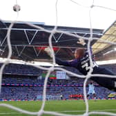 Ethan Horvath watches Fankaty Dabo's penalty fly over the bar at Wembley - pic: Richard Heathcote/Getty Images