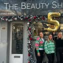 Louise Appleton, Daisy Folland, Lauren Martin, Holly Howard, Sam Russell outside of The Beauty Shack in Dunstable - one of the three salons in Luton and Dunstable that were shortlisted for awards.