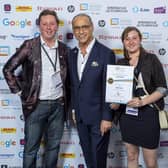 James (Right) and Holly (Left) pictured with Small Business Sunday founderTheo Paphitis
