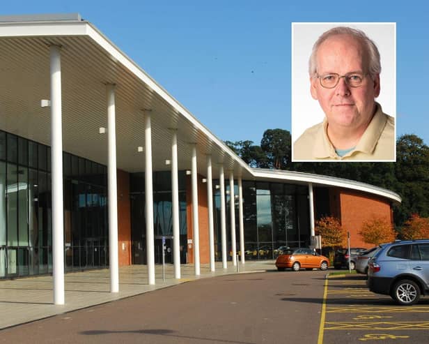 Central Bedfordshire Council's head office and inset, Councillor John Gurney