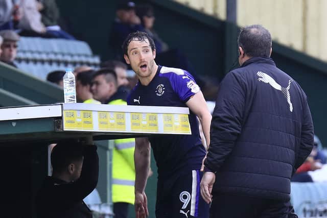 Danny Hylton is substituted against Yeovil Town