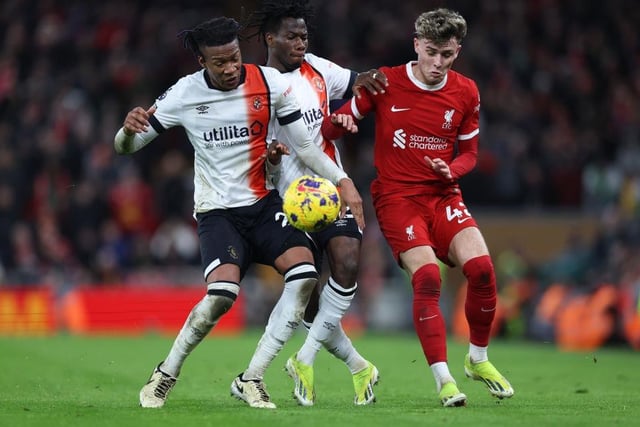 First action for the Hatters since he headed off to the AFCON with Burkina Faso and he had to withstand plenty of pressure during his late cameo as Liverpool sensed further goals, booked for cleaning out McConnell as well.