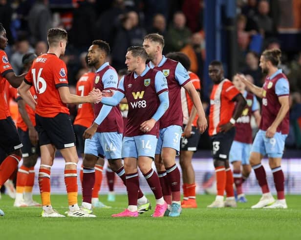 Luton's players react to a 2-1 defeat against Burnley on Tuesday night - pic: Warren Little/Getty Images