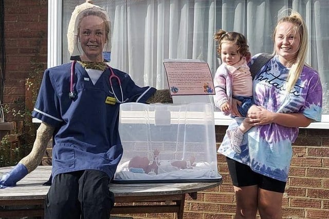 Rhiannon, a Neonatal Sister for 7 years at the L&D, made a scarecrow of herself.