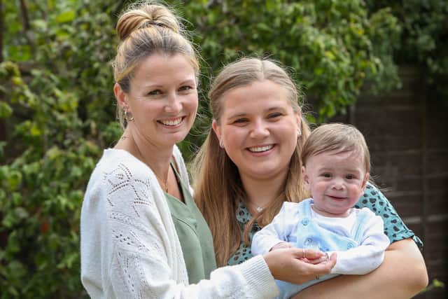 Lauren Beckett (right) with her son Tommy and best friend Kayleigh. Pic: SWNS
