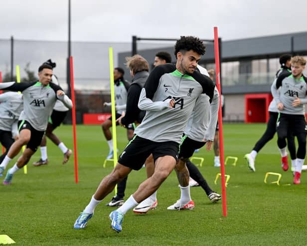 Luis Diaz was back in training with Liverpool this week - pic: Andrew Powell/Liverpool FC via Getty Images