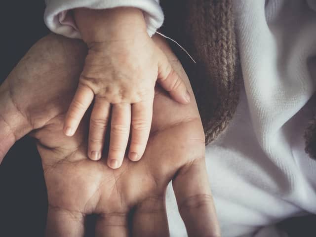 A child's hand over an adult's hand. Photo: Skalekar1992/Pixabay