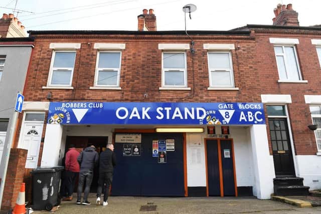 The Oak Road End entrance for away supporters at Kenilworth Road