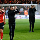 Luton boss Nathan Jones applauds the Town fans after Friday night's 1-1 draw